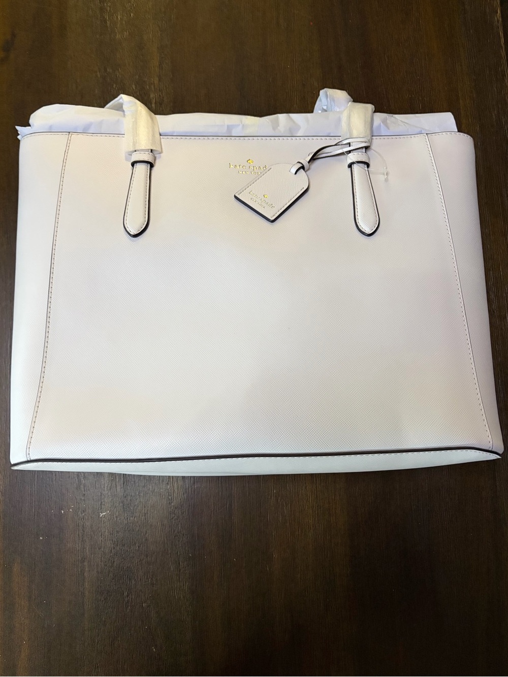 New With Tags Kate Spade Saffiano Medium Tote in Parchment With Luggage Tag